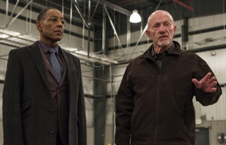 Giancarlo Esposito as Gustavo 'Gus' Fring and Jonathan Banks as Mike Ehrmantraut in Better Call Saul - Season 4, Episode 6