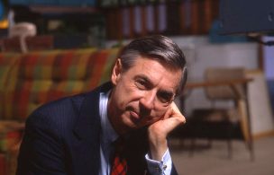 Fred Rogers on the set of Mr. Rogers' Neighborhood.