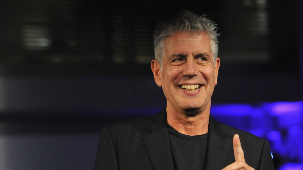 Host Anthony Bourdain speaks on stage during the DC Central Kitchen's Capital Food Fight event at Ronald Reagan Building on November 11, 2014