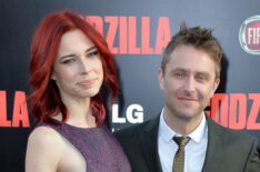 Chloe Dykstra and Chris Hardwick attend the premiere 'Godzilla'