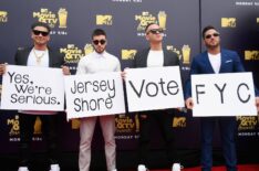 TV personalities Paul DelVecchio aka DJ Pauly D, Vinny Guadagnino, Mike Sorrentino aka The Situation, and Ronnie Ortiz-Magro attend the 2018 MTV Movie And TV Awards