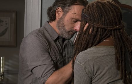 Andrew Lincoln as Rick Grimes, Danai Gurira as Michonne - The Walking Dead