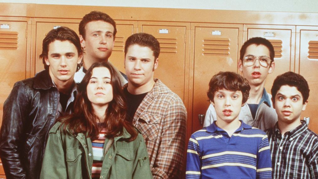 Freaks and Geeks cast - James Franco, Jason Segel, Linda Cardellini, Seth Rogen, John Francis Daley, Martin Starr, Samm Levine