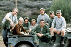 The cast of M*A*S*H - Mike Farrell, Loretta Swit, Jamie Farr, Gary Burghoff, William Christopher, Alan Alda, David Ogden Stiers, Harry Morgan