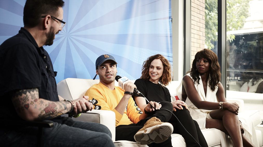 Gabriel Chavarria, Hannah Emily Anderson, and Amanda Warren from The Purge at Comic Con with TV Insider