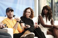Gabriel Chavarria, Hannah Emily Anderson, and Amanda Warren from The Purge at Comic Con with TV Insider