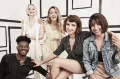 The Marvel Rising cast at Comic-Con 2018 - Kamil McFadden, Dove Cameron, Chloe Bennet, Milana Vayntrub and Kathreen Khavari