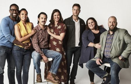 Sterling K Brown as Randall, Susan Kelechi Watson as Beth, Milo Ventimiglia as Jack, Mandy Moore as Rebecca, Justin Hartley as Kevin, Chrissy Metz as Kate, Chris Sullivan as Toby - This Is Us