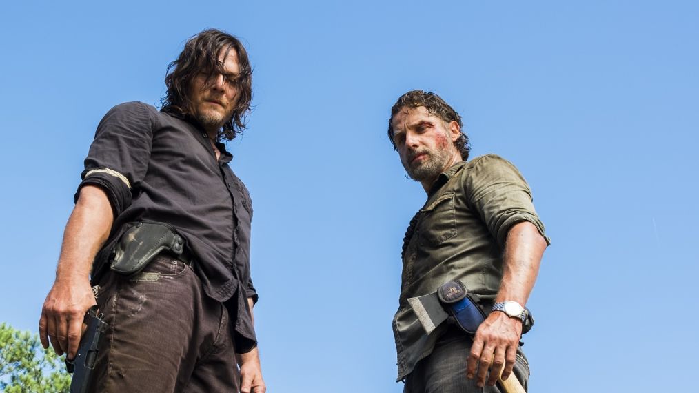 Charles Halford as Yago, Norman Reedus as Daryl Dixon, Andrew Lincoln as Rick Grimes - The Walking Dead _ Season 8, Episode 5 - Photo Credit: Gene Page/AMC
