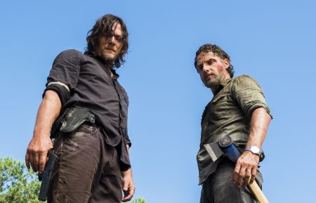 Charles Halford as Yago, Norman Reedus as Daryl Dixon, Andrew Lincoln as Rick Grimes - The Walking Dead _ Season 8, Episode 5 - Photo Credit: Gene Page/AMC