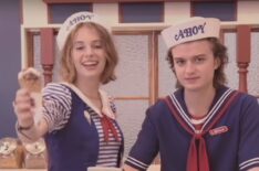 Stranger Things - Maya Hawke and Joe Keery serving ice cream