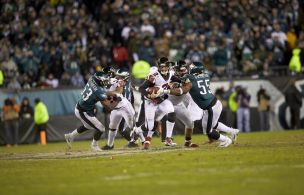Atlanta Falcons QB Matt Ryan (2) in action vs Philadelphia Eagles Brandon Graham (55) at Lincoln Financial Field. Philadelphia, PA 1/13/2018 CREDIT: Rob Tringali (Photo by Rob Tringali /Sports Illustrated/Getty Images) (Set Number: X161621 TK1 )
