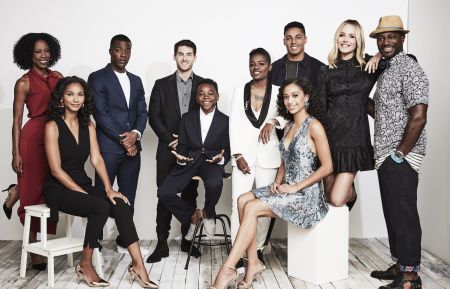 The cast of All American at TCA 2018: Karimah Westbrook, Greta Onieogou, Daniel Ezra, Cody Christian, Jalyn Hall, Bre-Z, Samantha Logan, Michael Evans Behling, Monet Mazur and Taye Diggs