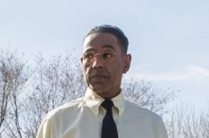 Giancarlo Esposito as Gustavo 'Gus' Fring cleaning the parking lot of Los Pollos in Better Call Saul - Season 4, Episode 2