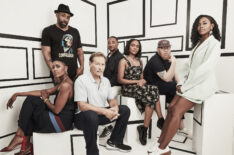Black Lightning cast - Christine Adams, Cress Williams, James Remar, Jordan Calloway, China Anne McClain, Krondon, and Nafessa Williams