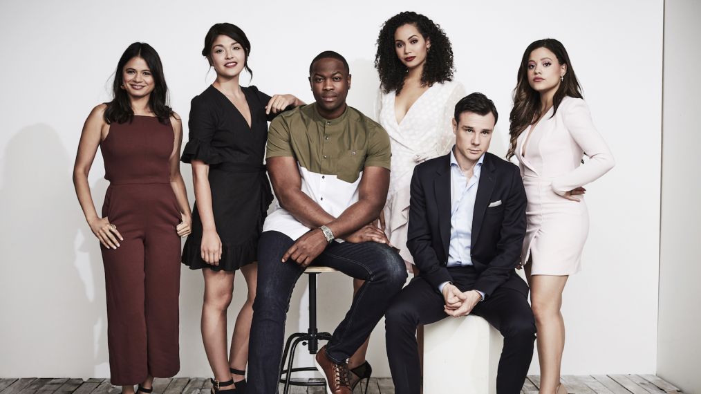 The cast of Charmed at TCA 2018 - Melonie Diaz, Ellen Tamaki, Ser'Darius Blain, Madeleine Mantock, Rupert Evans and Sarah Jeffery