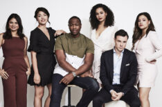 The cast of Charmed at TCA 2018 - Melonie Diaz, Ellen Tamaki, Ser'Darius Blain, Madeleine Mantock, Rupert Evans and Sarah Jeffery