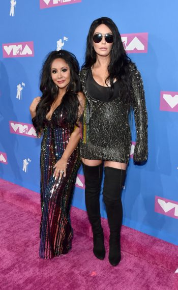 Nicole 'Snooki' Polizzi and Jenni 'JWOWW' Farley attend the 2018 MTV Video Music Awards