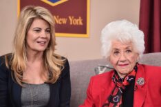 Actresses Lisa Whelchel and Charlotte Rae attend Hallmark's Home and Family Facts Of Life Reunion at Universal Studios Backlot on February 12, 2016