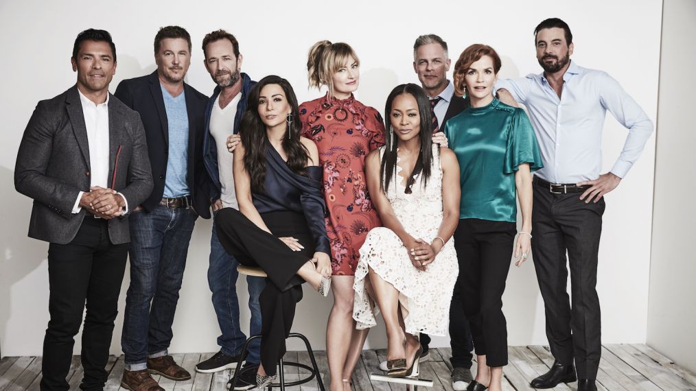 The cast of Riverdale at TCA 2018 - Mark Consuelos, Lochlyn Munro, Luke Perry, Marisol Nichols, Mädchen Amick, Robin Givens, Martin Cummins, Nathalie Boltt, and Skeet Ulrich