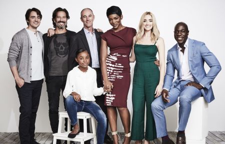 The cast of The Passage at TCA 2018 - Vincent Piazza, Henry Ian Cusick, Saniyya Sidney, Jamie McShane, Caroline Chikezie, Brianne Howey and McKinley Belcher III