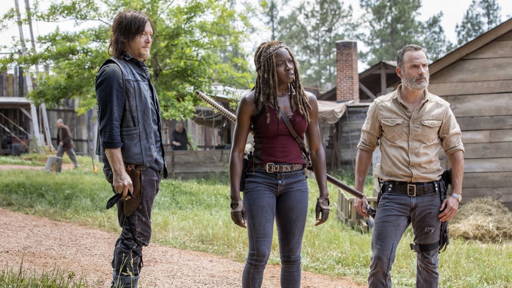 Norman Reedus as Daryl Dixon, Andrew Lincoln as Rick Grimes, Danai Gurira as Michonne - The Walking Dead - Season 9, Episode 1