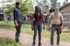 Norman Reedus as Daryl Dixon, Andrew Lincoln as Rick Grimes, Danai Gurira as Michonne - The Walking Dead - Season 9, Episode 1