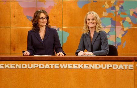 Tina Fey and Amy Poehler hosting Weekend Update on SNL