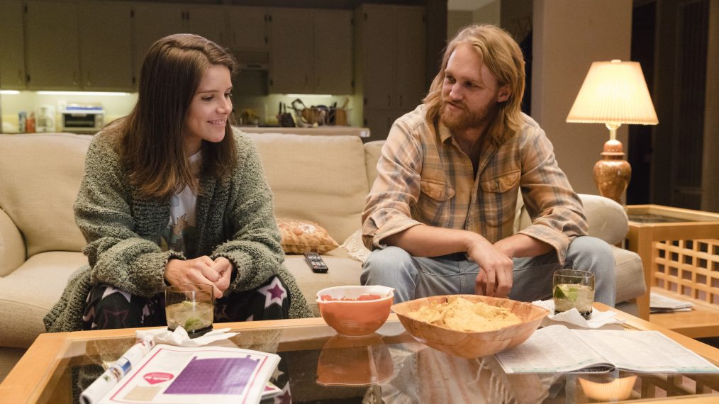 Sonya Cassidy as Liz Dudley, Wyatt Russell as Sean Dud Dudley - Lodge 49