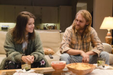 Sonya Cassidy as Liz Dudley, Wyatt Russell as Sean Dud Dudley - Lodge 49