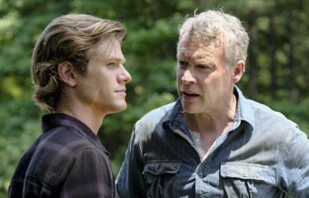 Lucas Till and Tate Donovan in MacGyver - 'Improvise'