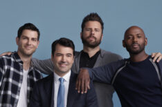 David Giuntoli as Eddie, Ron Livingston as Jon, James Roday as Gary, and Romany Malco as Rome in A Million Little Things