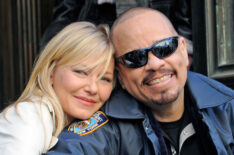 Kelli Giddish and Ice-T filming on location for Law & Order: Special Victims Unit