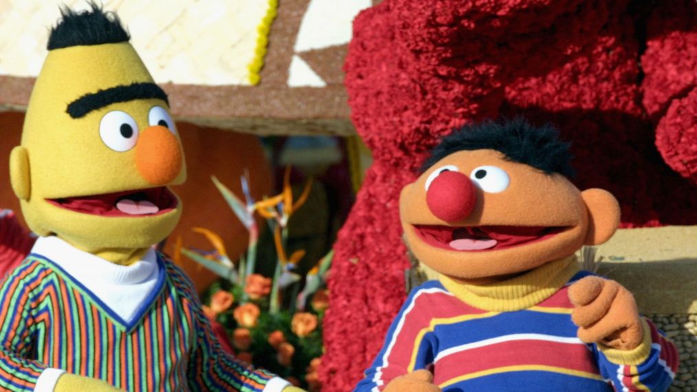 PASADENA, CA - JANUARY 1: Sesame Street's Bert and Ernie ride the 