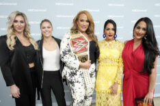 Charlotte Flair, Ronda Rousey, Nia Jax, Brie Bella, Nikki Bella at the 2018 NBCUniversal Upfronts