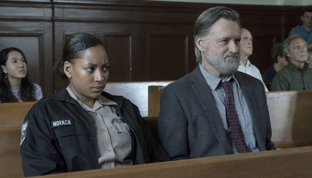 Natalie Paul as Heather Novack and Bill Pullman as Detective Lt. Harry Ambrose in The Sinner - Season 2