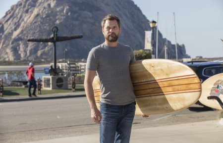 Joshua Jackson with surfboard in The Affair