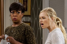 Tichina Arnold as Tina Butler and Beth Behrs as Gemma Johnson in The Neighborhood - 'Welcome to the Repipe'