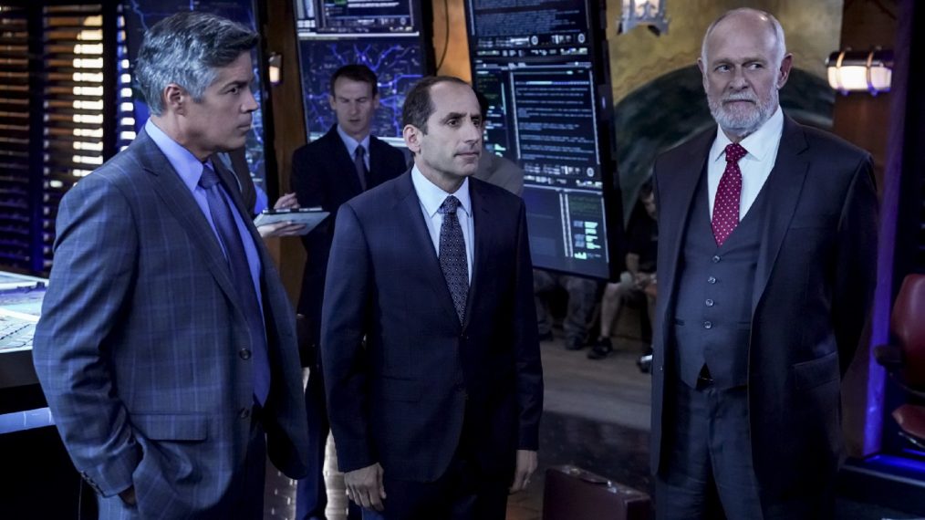 Esai Morales (NCIS Deputy Director Louis Ochoa), Peter Jacobson (John Rogers), and Gerald McRaney (Retired Navy Admiral Hollace Kilbride) in NCIS: Los Angeles - 'Hit List'