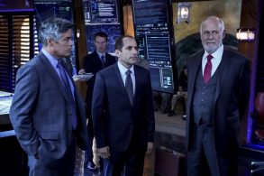 Esai Morales (NCIS Deputy Director Louis Ochoa), Peter Jacobson (John Rogers), and Gerald McRaney (Retired Navy Admiral Hollace Kilbride) in NCIS: Los Angeles - 'Hit List'