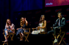 Executive Producer Noelle Stevenson, actors Aimee Carrero, Karen Fukuhara, and Marcus Scribner attend the She-Ra and the Princesses of Power Panel at the 2018 New York Comic Con