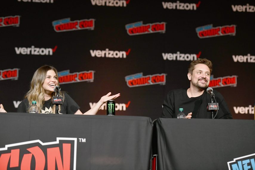 NEW YORK, NY - OCTOBER 05: Danielle Fishel (L) and Will Friedle speak onstage at the Boy Meets World 25th Anniversary Reunion panel during New York Comic Con 2018 at Jacob K. Javits Convention Center on October 5, 2018 in New York City. (Photo by Noam Galai/Getty Images for New York Comic Con)