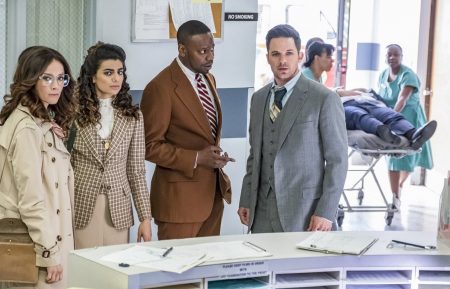 Abigail Spencer, Claudia Doumit, Malcolm Barrett & Matt Lanter in Timeless.- TIMELESS -- 