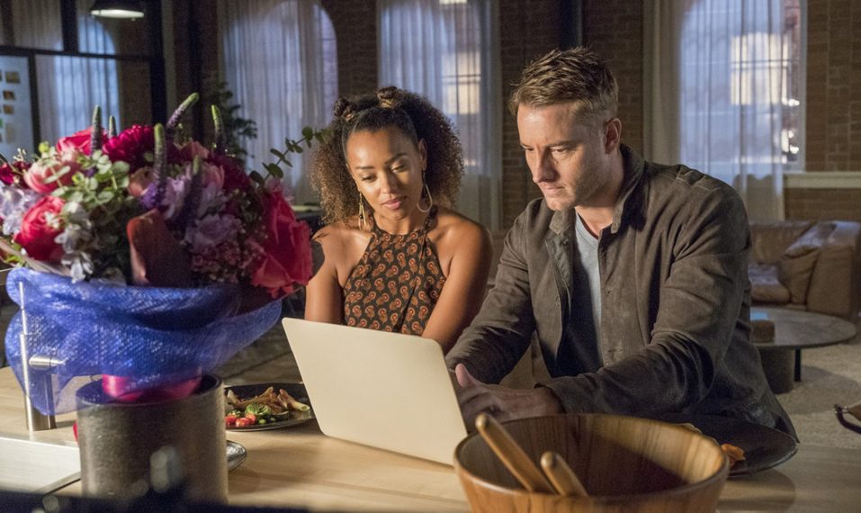 THIS IS US -- "Katie Girls" Episode 303 -- Pictured: (l-r) Melanie Liburd as Zoe, Justin Hartley as Kevin Pearson -- (Photo by: Ron Batzdorff/NBC)