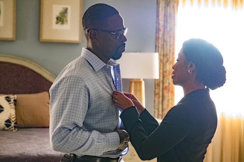 THIS IS US -- "Toby" Episode 304 -- Pictured: (l-r) Sterling K. Brown as Randall Pearson, Susan Kelechi Watson, as Beth Pearson -- (Photo by: Ron Batzdorff/NBC)