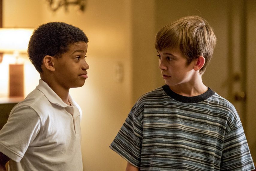 THIS IS US -- "Kamsahamnida" Episode 306 -- Pictured: (l-r) Lonnie Chavis as Young Randall, Parker Bates as Young Kevin -- (Photo by: Ron Batzdorff/NBC)