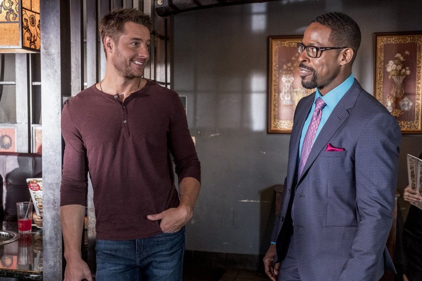 THIS IS US -- "Kamsahamnida" Episode 306 -- Pictured: (l-r) Justin Hartley as Kevin Pearson, Sterling K. Brown as Randall Pearson -- (Photo by: Ron Batzdorff/NBC)