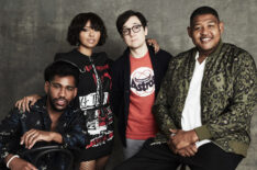 Brandon Mychal Smith, Kat Graham, Josh Brener and Omar Miller of Rise of the Teenage Mutant Ninja Turtles