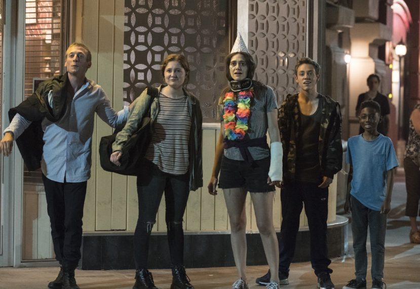 Jeremy Allen White as Lip Gallagher, Emma Kenney as Debbie Gallagher, Emmy Rossum as Fiona Gallagher, Ethan Cutkosky as Carl Gallagher and Christian Isaiah as Liam Gallagher in SHAMELESS (Season 9, Episode 07, "Down Like the Titanic"). - Photo: Isabella Vosmikova/Showtime - Photo ID: SHAMELESS_907_2424