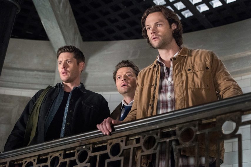 Supernatural -- "Let the Good Times Roll" -- Image Number: SN1323a_0109b.jpg -- Pictured (L-R): Jensen Ackles as Dean, Misha Collins as Castiel and Jared Padalecki as Sam -- Photo: Dean Buscher/The CW -- ÃÂ© 2018 The CW Network, LLC All Rights Reserved